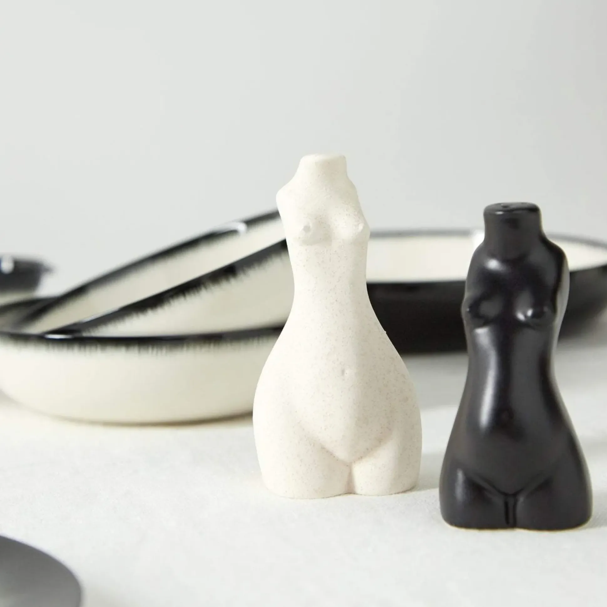 Body Salt & Pepper Shakers Pair (Beige, Black)
